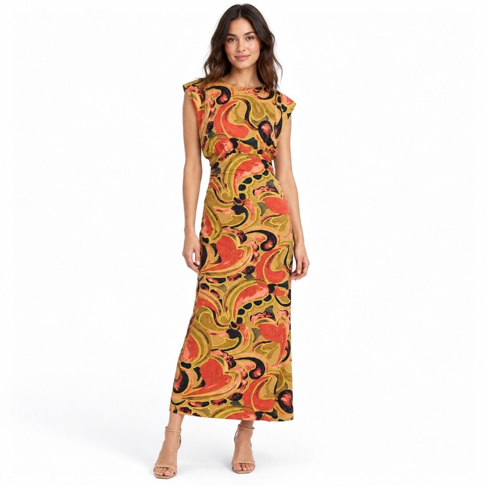Cleobella Donna Ankle Dress Women XS Osaria Print Organic Cotton Boho Maxi